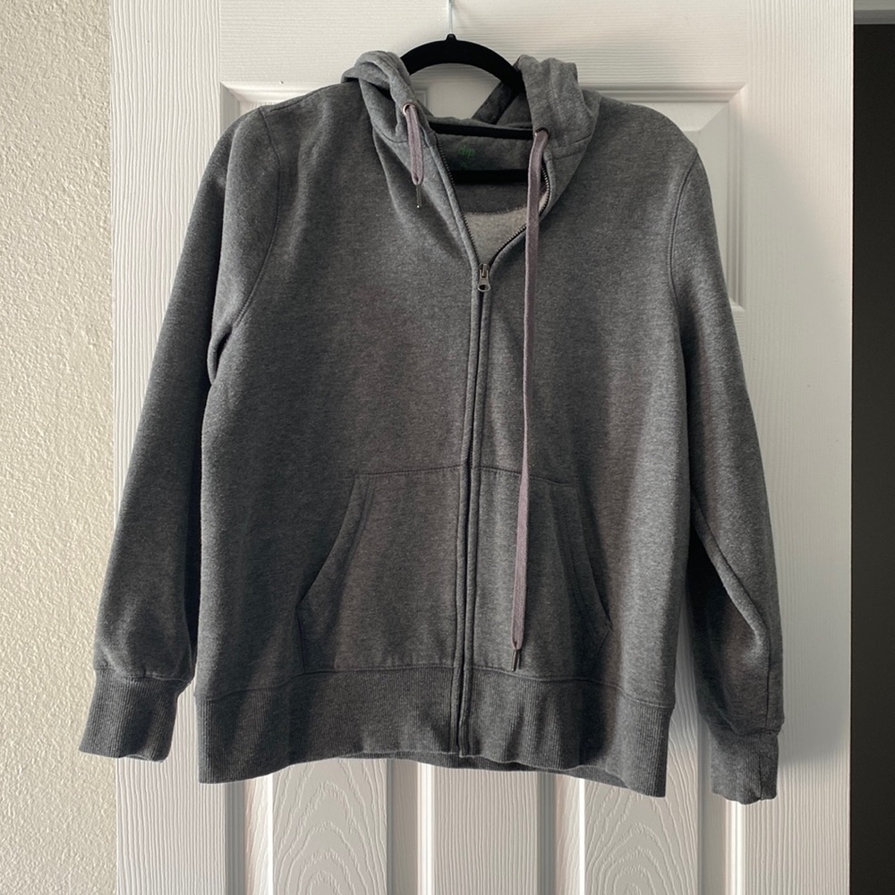 Grey Hooded Zip Up